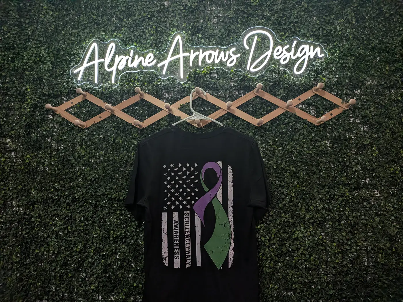 Custom DTF-printed awareness ribbon and distressed American flag tee